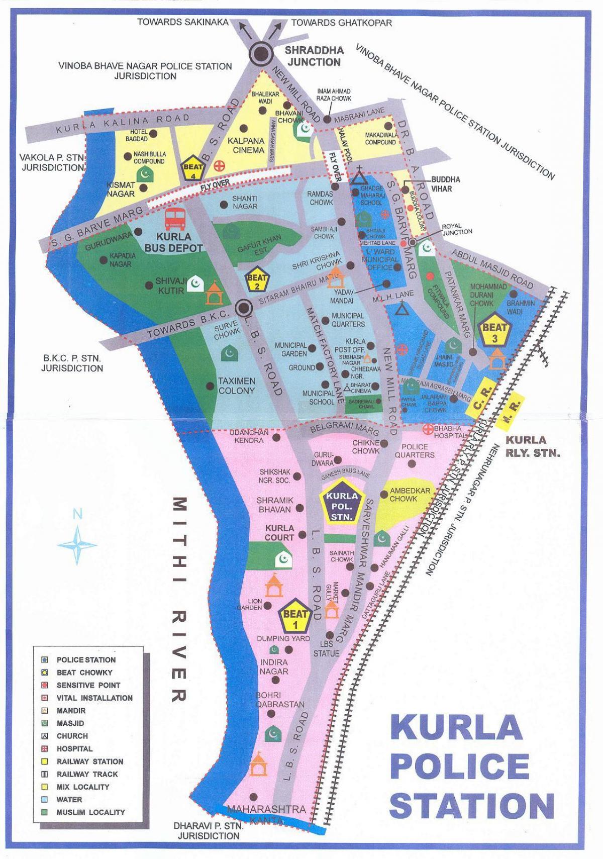 žemėlapis Mumbajus Kurla