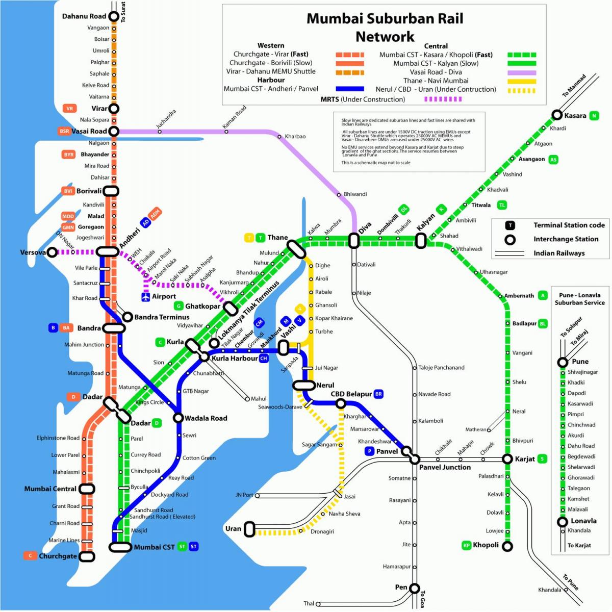 Mumbajaus uosto linija žemėlapyje