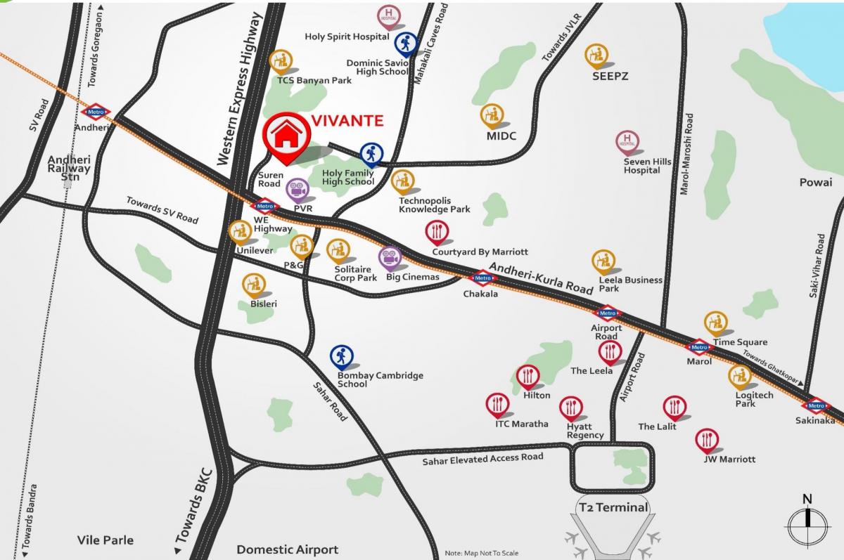 andheri Mumbajus žemėlapyje