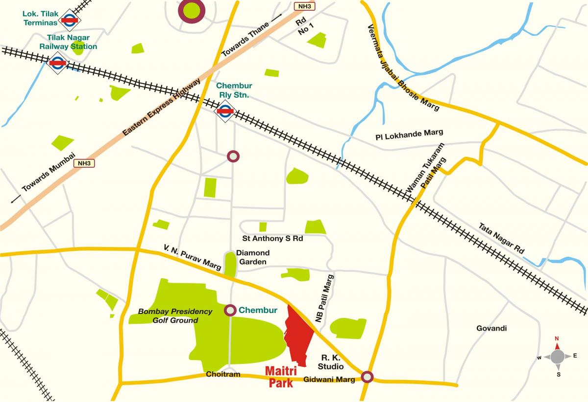 Mumbajus Chembur žemėlapyje