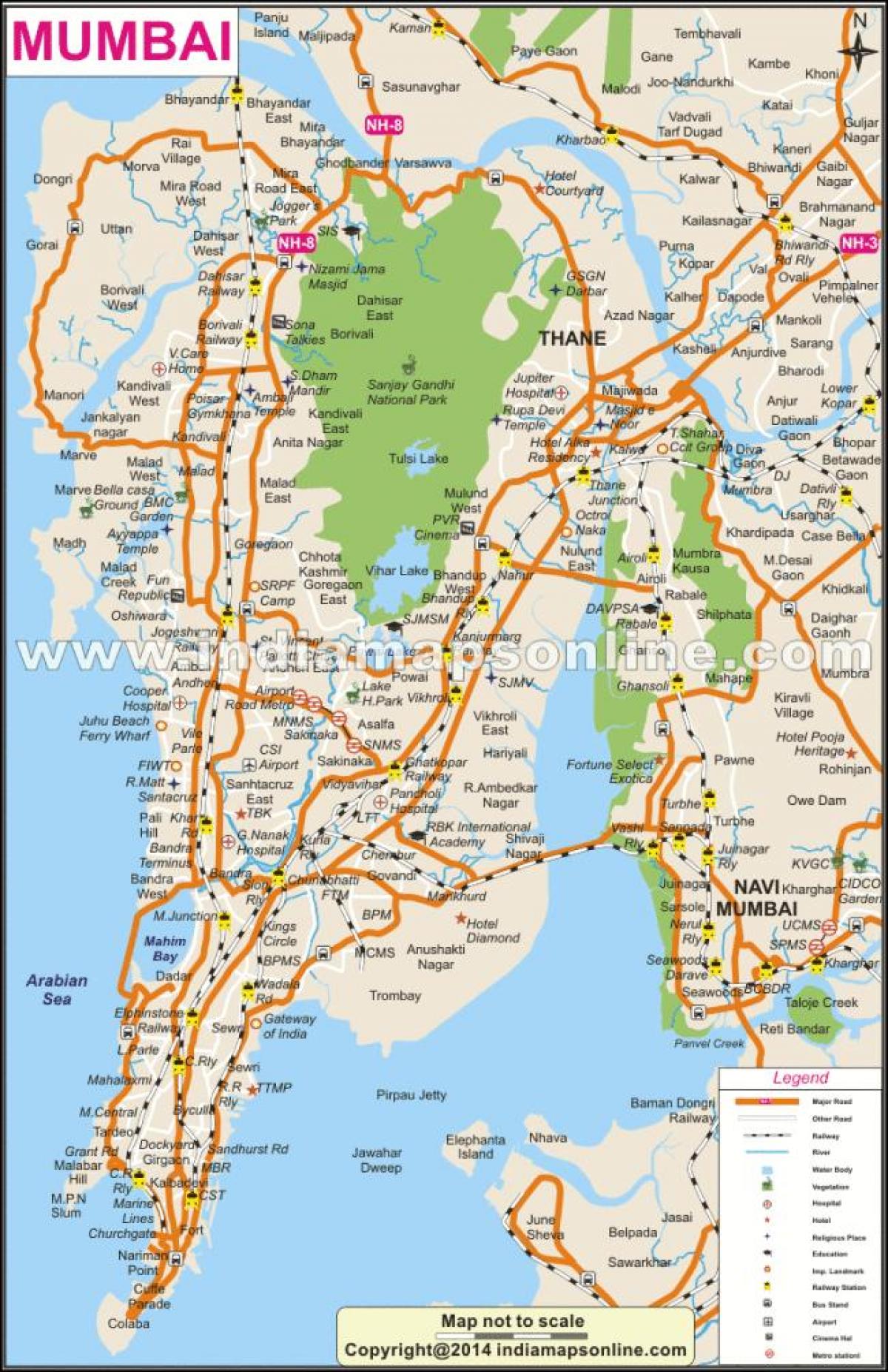 fizinis žemėlapis Mumbajus