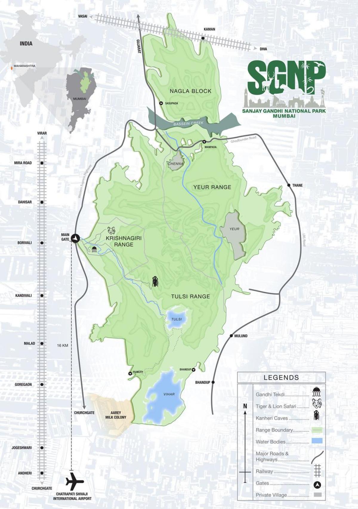 Borivali nacionalinio parko žemėlapis