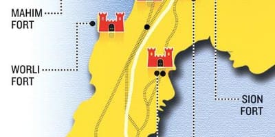 Mumbajus fort rajone žemėlapyje