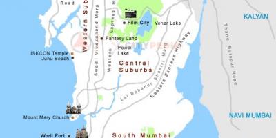 Mumbajus darshan vietų žemėlapis