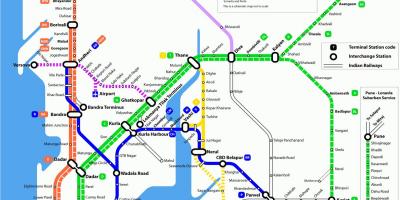 Mumbajus vietos geležinkelių žemėlapis